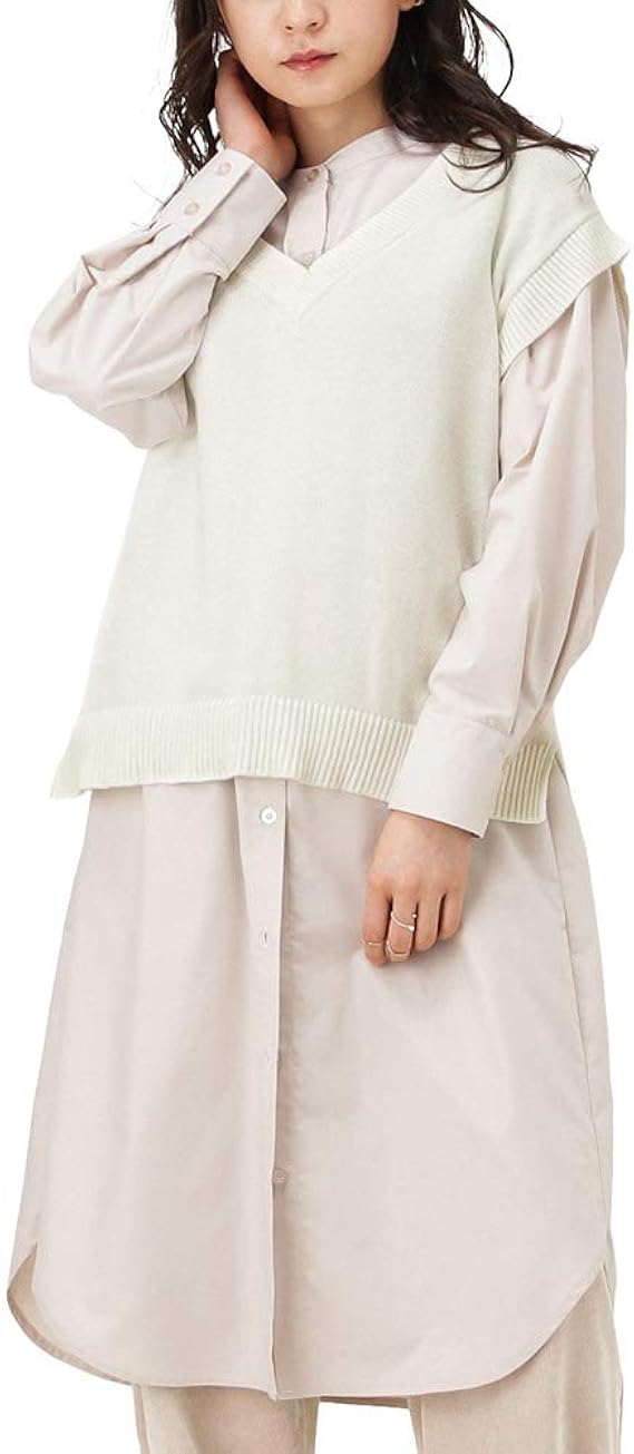 Amazon ニットベスト ベスト ニット 無地 Vネック レディース オーガニックコットン 7gvネックニットベスト 綿100 ノースリーブ プルオーバー Mh807 801 ホワイト F ベスト 通販