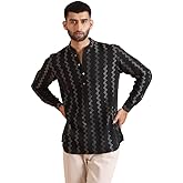 KISAH Henley Shirts for Men – Cotton Blend Short Kurta - Mandarin Collared Casual Shirt for Weddings, Yoga & Daily Wear