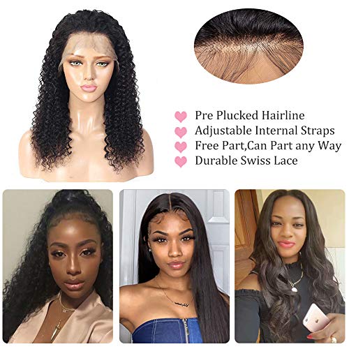 Lace Front Wigs Human Hair Curly Wave 13x4 Kinky Curly Lace Front Wig Human Hair Pre Plucked with Baby Hair Brazilian Wet and Wavy Lace Frontal Wig for Women 150% Density Natural Black Color 20 Inch
