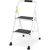 HBTower Step Ladder, Folding Step Stool with Wide Anti-Slip Pedal | Sturdy Steel Ladder, Convenient Handrail, Lightweight, Portable Steel Step Stool