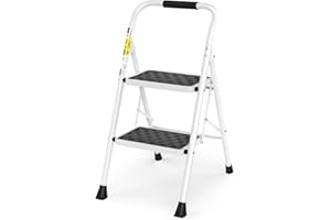 HBTower 2 Step Ladder, 2 Step Stool for Adults, Folding Step Stool with Cushioned Handle, 330 lbs/150 kg Capacity, Step Ladde