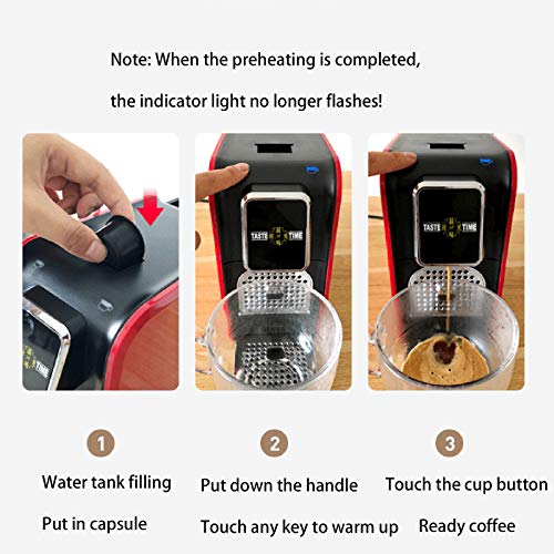 YQY Kapsel-Kaffeemaschine, Espresso, Cappuccino und mehr, mit kleinen und großen Becherfunktionen, 25s zweiten Startzeit… – Bild 5