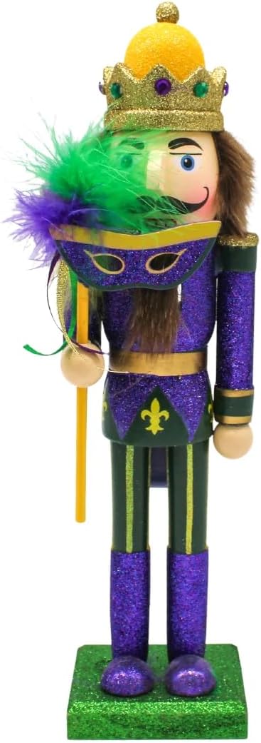 Nutcrackers - Santa's Workshop Mardi Gras King 14 Inch Wooden Christmas Nutcracker Carnival Decoration New