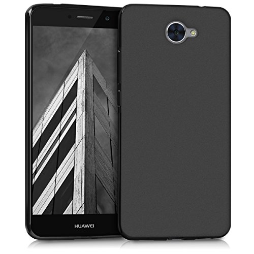 kwmobile TPU Silicone Case for Huawei Y7 (2017) - Soft Flexible Shock Absorbent Protective Phone Cover - Black Matte