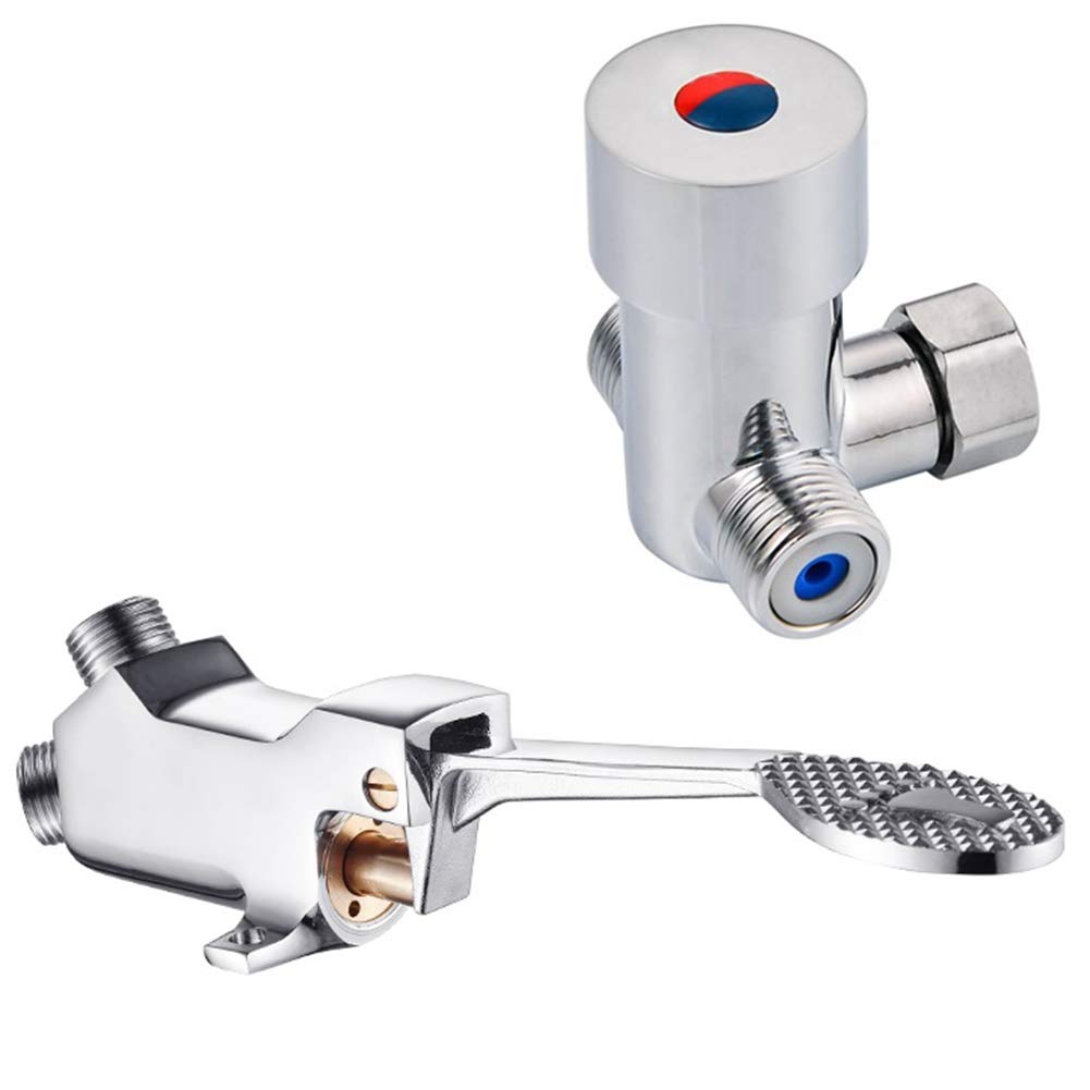 LukLoy Cold and Hot Water Foot Pedal Water Valve for Hands Foot Operated Faucets (Cold&Hot Water Valve A) (Cold&Hot Water Valve A)
