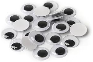 FKEYTO 100pcs 20mm Wiggle Eyes Self Adhesive Black White Googly Eyes for DIY Crafts Decoration