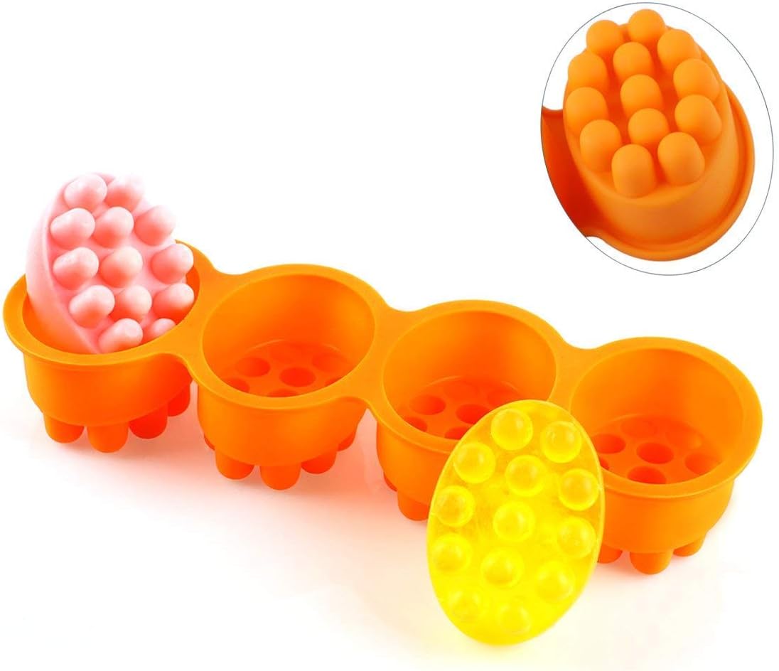 NABLUE Massage Bar Ellipse Silicone Soap Mold, Hand Soap Molds for Body, Baby, Kids, Baking Mold Cake Pan, Ice Cube Tray, BPA Free