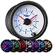 GlowShift White 7 Color Analog Clock Gauge - White Dial - Clear Lens - 2-1/16