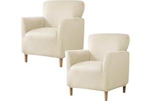 Gollense Banquet Armchair Slipcover Luxury Velvet Chair Slipcovers with Arms Stretch Chair Covers for Living Room Soft Club Chair Cover Anti Slip Dog Pet Friendly Furniture Protector, 2PCS, Beige