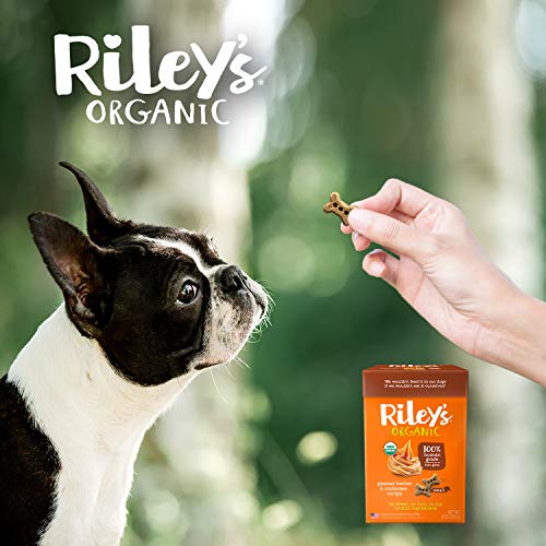 Riley's Organic Dog Treats - Small Bone Peanut Butter & Molasses Dog Treats - USDA Organic, Certified Vegan and Non GMO Project Verified Dog Biscuits - 100% Human Grade - 9 Oz Carton - Thumbnail 3