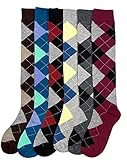 Differenttouch 6 Pairs Women's Mamia Fancy Design Multi Color Knee High Socks