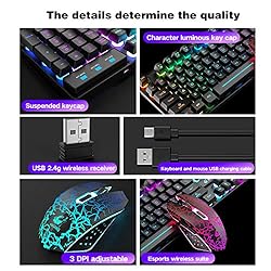 Wieless Gaming Keyboard and Mouse Combo Rainbow