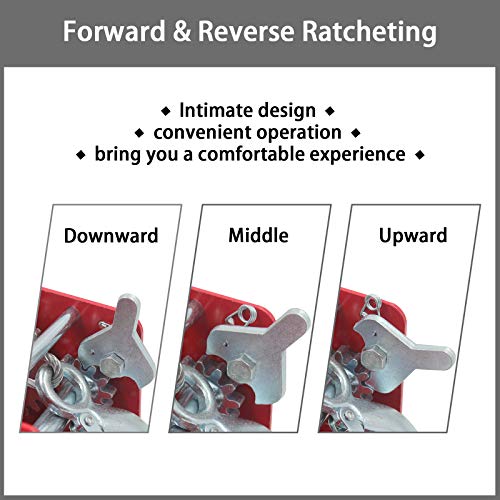 OPENROAD 2500lbs Hand Winch,Red Boat Trailer Winch with Hook,10M Steel Cable with Crank Handle 2 Gear Winch,Pulling Winch for Boat… - Image 4