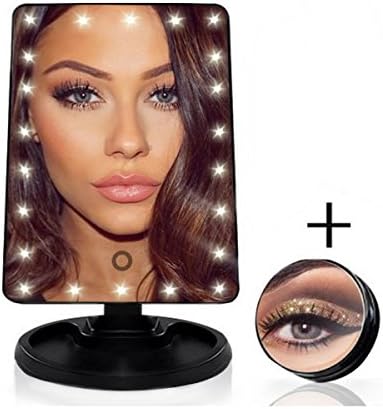 Lighted Vanity Mirror | Makeup Mirror with LED Lights | Cosmetic Mirror Light | Foundation Brush and 10x Mirror Included | 22 LED Touch Screen Mirror |