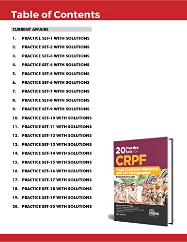 20 Practice Sets for CRPF Head Constable Ministerial and ASI Stenographer Recruitment Exam | Central Reserve Police Force | Assistant Sub-Inspector |(XLC) 1