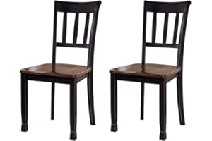 Signature Design by Ashley Owingsville Modern Farmhouse Dining Room Side Chair, Set of 2, Black and Brown