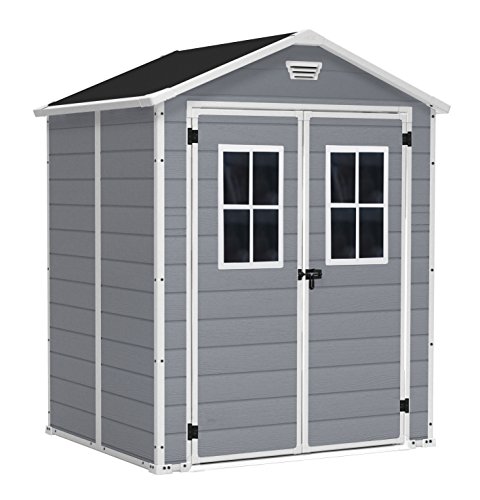 KETER/Chalet-Jardin 12-929562 Premium 65 Abri Double Porte avec Fenêtres Résine Gris 185 x 152 x 226 cm