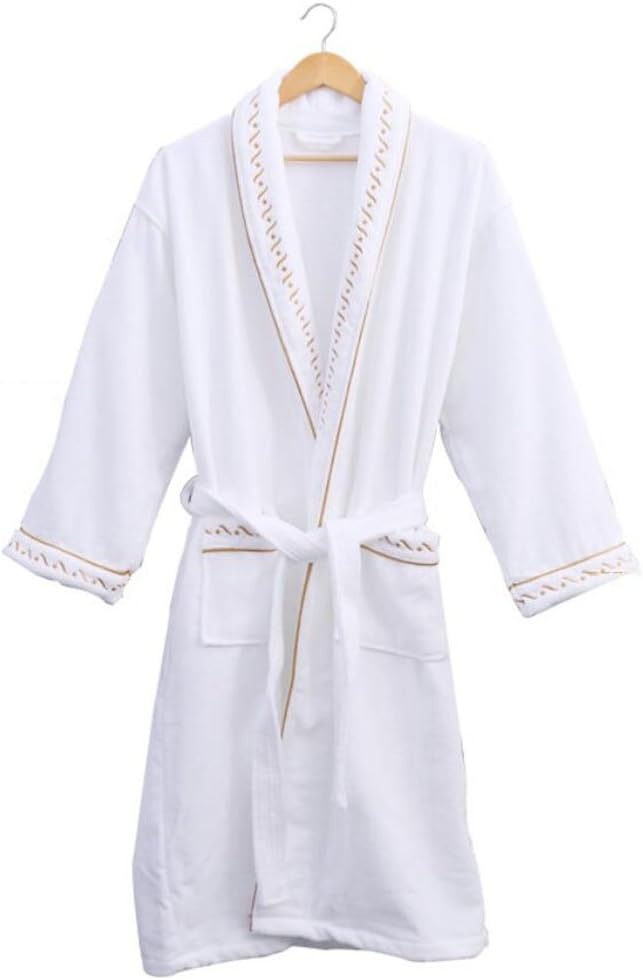 Bathrobes Mens and Ladies Bathrobe 2 X Deep Patch Pockets and Towelling Belt Nightwear hotel spa Bathrobes Adults Shawl Bath Robe ( Size : M )