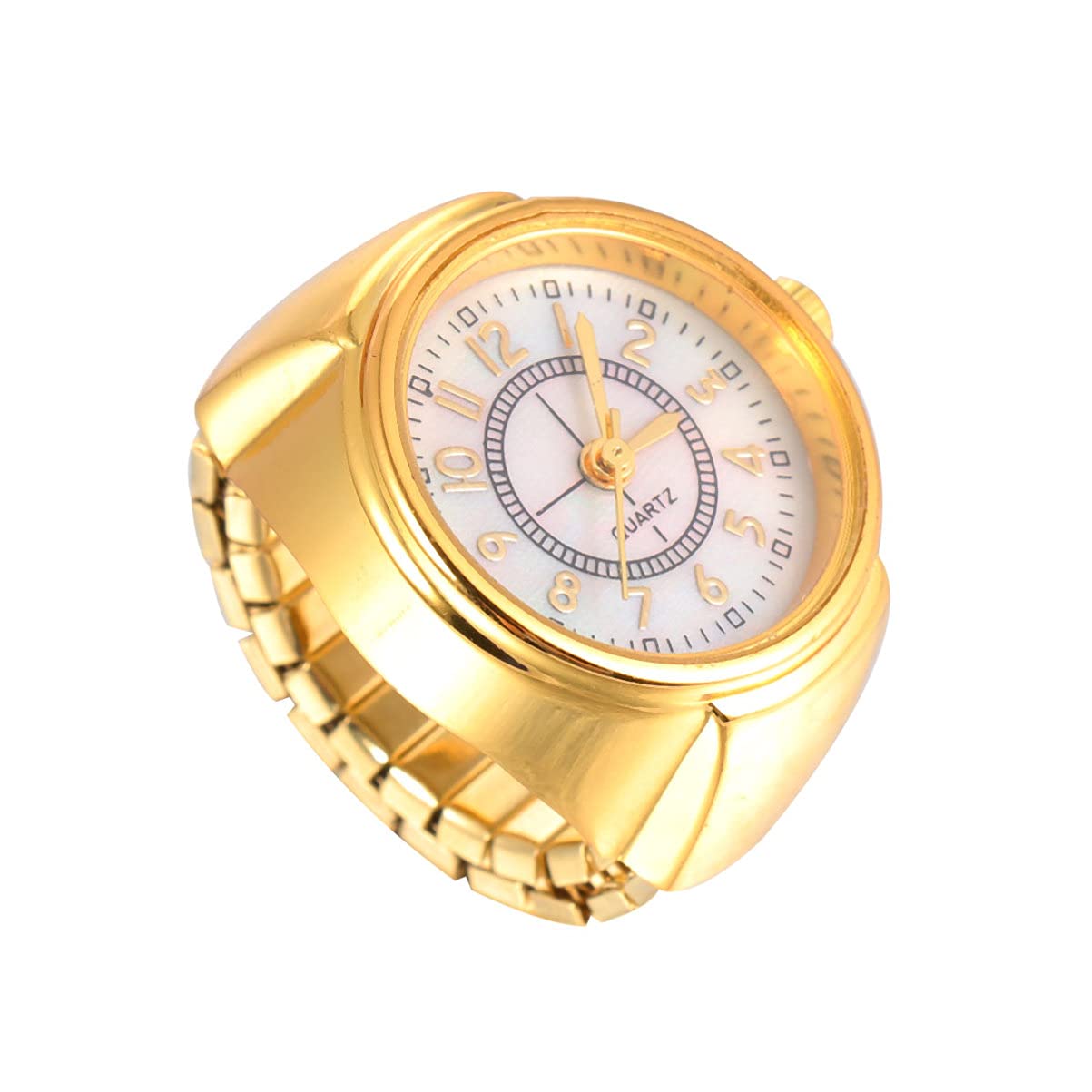 UKCOCO Digital Finger Ring Watch - Round Ladies and Mens Shiny Quartz With Adjustable Strap for Daily Work