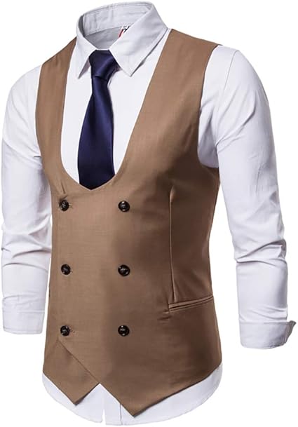 Amazon Co Jp メンズスーツベスト 新スタイルダブルブレストビンテージスーツのベストメンズスリムメンズ Giletウェディングコートノースリーブドレスベスト 色 Camel サイズ Xxl ホーム キッチン