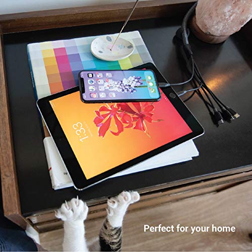 Elevation Lab Full Power Multi Port Family Charger Cord (with Power Supply- 9 ft) - 5 in 1 (NOT A Shared USB Port) 3 MFi Certified Lightning, USB C, Micro USB | iPhone, AirPods, iPad Pro Air