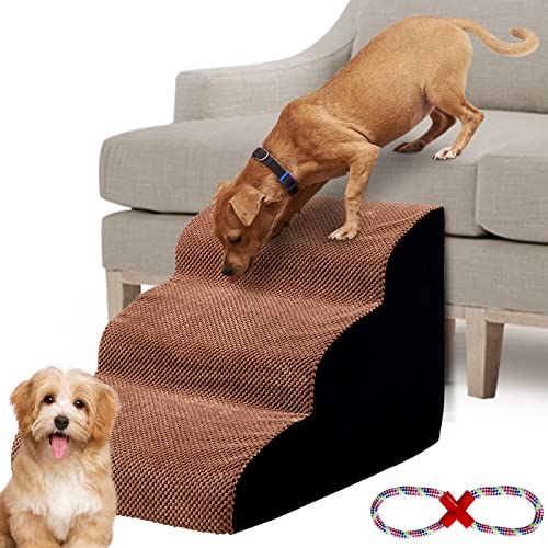 A.FATI 3 Tiers Foam Dog Steps, 30 D High Density Foam Stairs for Small