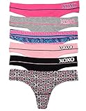 6 Pack XOXO Juniors Cotton Spandex Thongs (Medium, 6PK E-F)