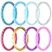 ThunderFit Thin and Stackable Silicone Rings, 8 Pack - Silicone Wedding Bands for Women - Diamond Pattern (Flag Blue, Blue, Light Blue, White, Flag Red, Rose Pink, Light Pink, Gold, 6.5-7 (17.3mm)) primary