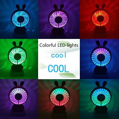 image for Rosechen Portable Mini Fan, USB Rechargeable Small Fan with Colorful L