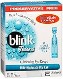 Blink Tears Lubricating Eye Drops Mild-Moderate Dry Eye, 25 Count - 0.01 oz (5 Pack)