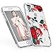 LUOLNH Slim Shockproof Clear Floral Pattern Soft Flexible TPU Back Cover Case Compatible with iPhone 7 Plus/8 Plus -Red Rose