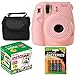 Fujifilm Instax Mini 8 Instant Film Camera (Pink) with Fujifilm Instax Mini 5 Pack Instant Film (50 Shots) + Compact Bag Case + Batteries Top Kit - International Version (No Warranty)