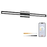 SOLFART Dimmable Black Bathroom Light Fixtures Bathroom Vanity Light Over Mirror 40 Inch APP Control Modern Adjustable LED Li