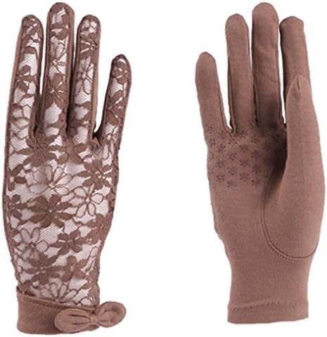 Sefon Elbow Short Sexy Uv Protection Sun Block Dressing Driving Wedding Gloves Sleeves with Bows,Coffee