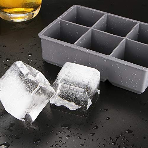 image for Webake Silicone Ice Cube Tray Molds 2 Pack, Large Square Cubes 2 inch 