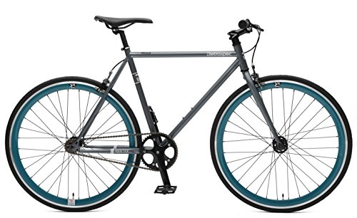 Retrospec Bicycles Mantra V2 Single Speed Fixed Gear Bicycle, Graphite/Teal, 53cm/Medium