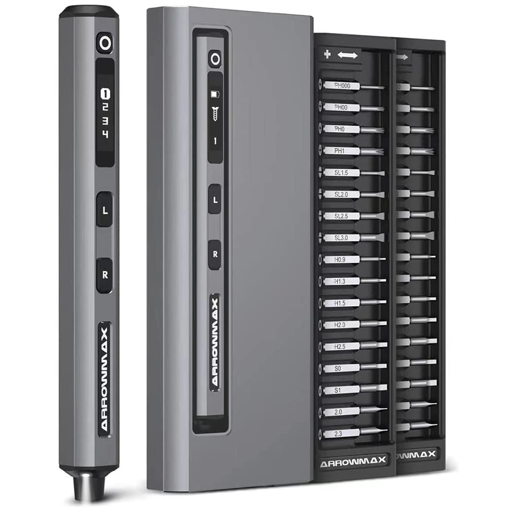 ARROWMAX SES Electric Screwdriver, Cordless Precision Screwdriver Set with 34 Magnetic Precision Bits, Rechargeable Portable Repair Tool Kit for Electronics Laptops Glasses Clocks