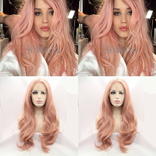 Hot Sale Lady GaGa's Peach Pink Synthetic Wig Long Straight 