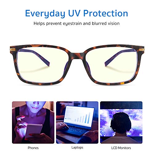 ESR Blue Light Blocking Glasses, Computer Reading Glasses, Prevents Eyestrain [Transparent UV Filter Lens] [TR90 Frame] Lightweight Blue Light Filtering Glasses for Men & Women - Brown