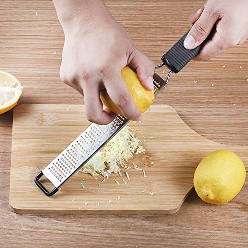 Cheese Zester, LUXEAR Lemon Grater Stainless Steel Sharp Chocolate Zester with Non-Slip Silicone Handle Dishwasher Safe, Professional Zest Tool for Ginger Garlic Nutmeg Chocolate with Protective Cover
