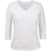 UV SKINZ V - Neck Sun and Swim Shirt for Women with UPF 50+ Sun Protection – Rashguard, Modest Swim Top, Swim Tees - White - 4XL