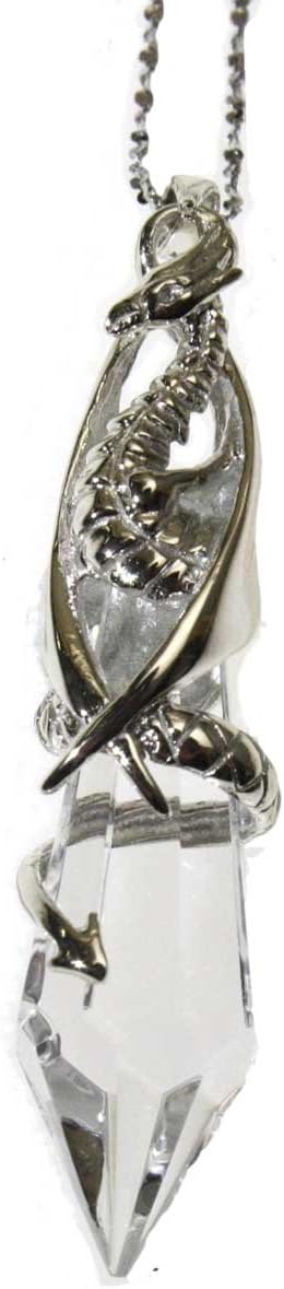 Keeper of The Crystal Sterling Silver 925 Dragon Pendant Necklace