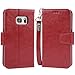 Arae Wallet Case for Samsung Galaxy S7 with Wrist Strap and Credit Card Holders (Not for S7 Edge) - wine red