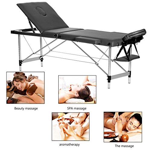 Homgrace Portable Folding Massage Table 3 Fold Aluminum Alloy Frame with Carrying Case