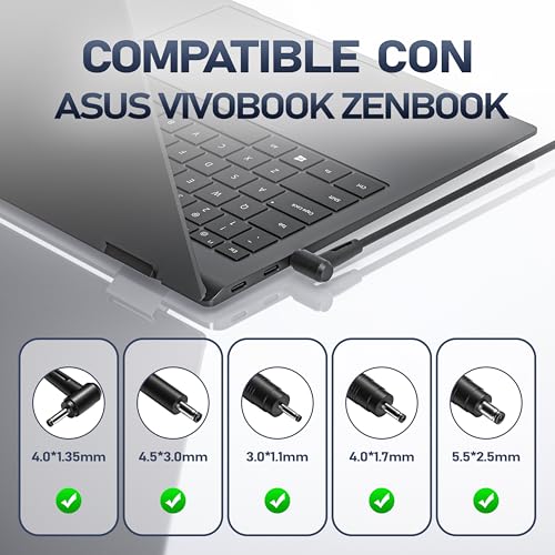 RORALMA 65W Cargador Compatible con Laptop ASUS Vivobook 15 14 Serie X515EA X540S X540SA X540L​ F512DA F513 K513E X540SA​ Q406DA