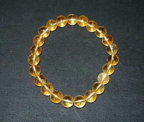 crystalshopindia Original Citrin Round Beads 8 MM Chakra Healing Gemstone Bracelet Spiritual Gift w/Free Velvet Pouche …