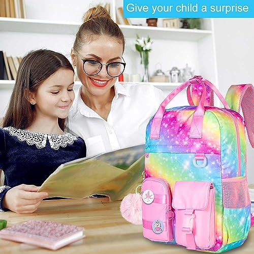 CCJPX Backpacks for Girls, 16 inch Kids Rainbow Bookbag for