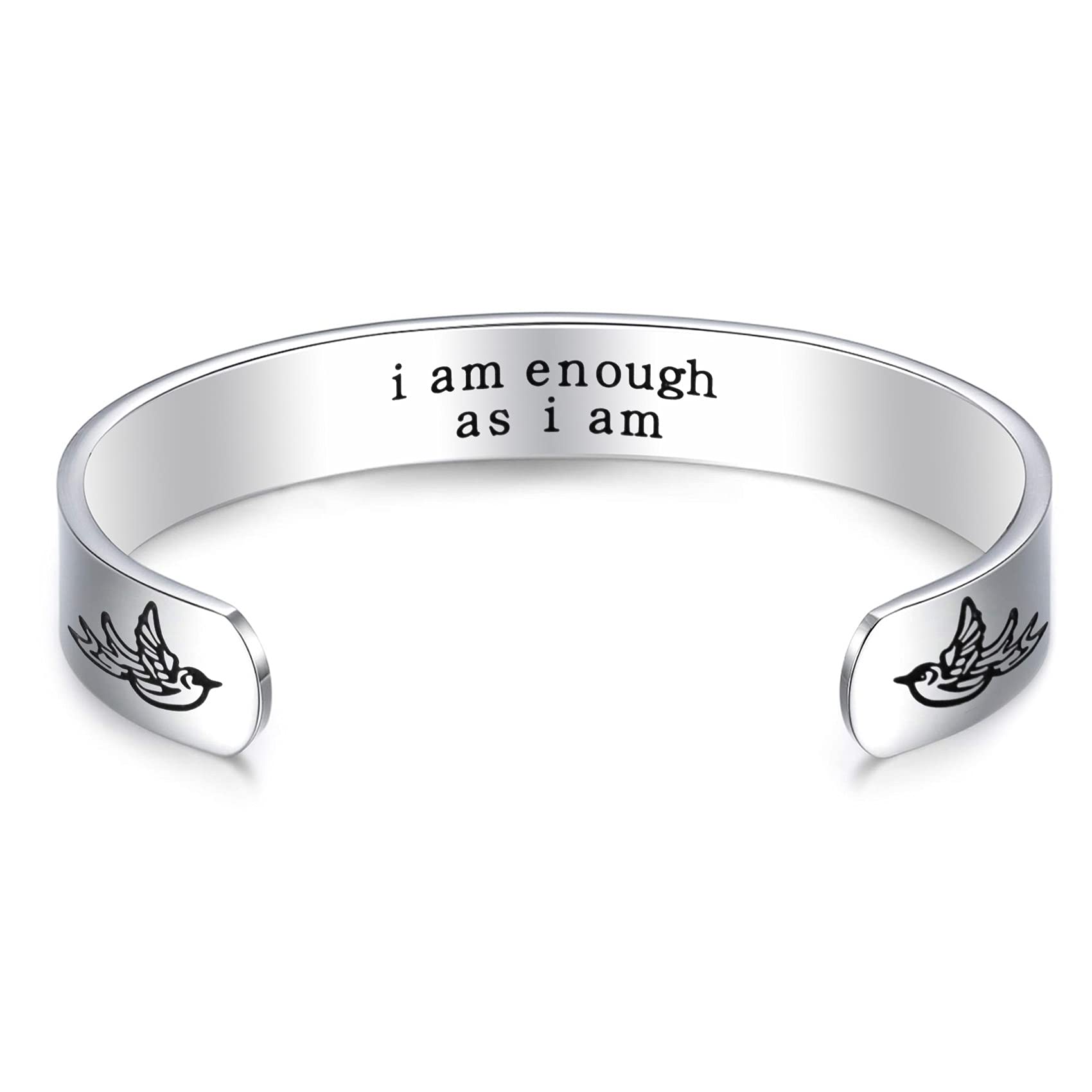 LParkin Inspirational Bracelets For Women I Am Enough As I Am Cuff Bracelet Spiritual Encouragement Gift Unique Positive Energy Gifts For Woman Jewelry