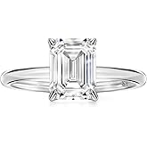 Michooyel 925 Sterling Silver 2ct Cubic Zirconia Engagement Ring for Women, Emerald Cut CZ Solitaire Promise Rings 18K Gold/Rhodium Plated Rings Size 5-9