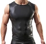 Cedir Men's Faux Leather Sleeveless Undershirt Muscle Vest Shirt